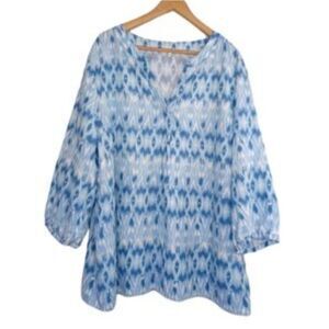 Ava Christine Linen Blend Women’s Blouse,  Size 1X